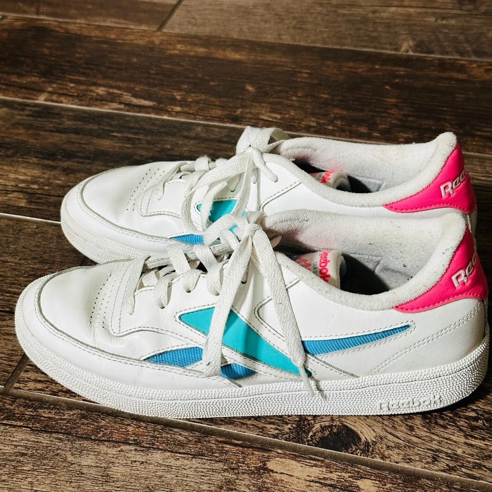 Womens Reebok Club C Revenge Mark - Size 9 - 90's Look  Athletic Shoes Pink Teal - Picture 4 of 9
